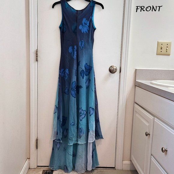 Sleeveless Maxi Dress, Blue Ombre, Vintage (late 90s) Regine Los Angeles - S - Picture 2 of 16